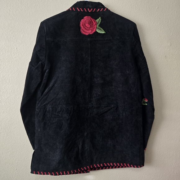 QUACKER FACTORY XS Black Leather Jacket Embroidered Biker Romantic Western NWT - Picture 2 of 14